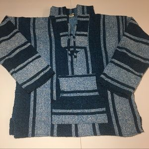 vintage baja hoodie mexican poncho stripe pullover